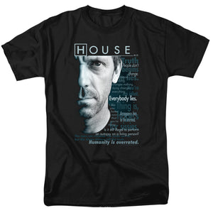 AN OFFCIALLY LICENSED HOUSE HOUSEISMS MEN'S REGULAR FIT T-SHIRT BLACK