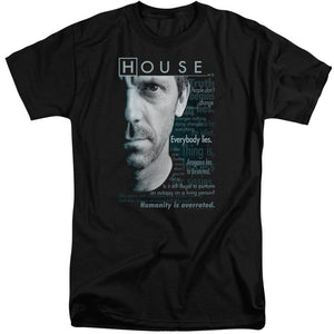 AN OFFCIALLY LICENSED HOUSE HOUSEISMS MEN'S TALL FIT T-SHIRT BLACK
