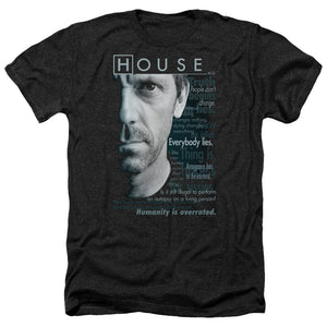 AN OFFCIALLY LICENSED HOUSE HOUSEISMS MEN'S HEATHER T-SHIRT CHARCOAL