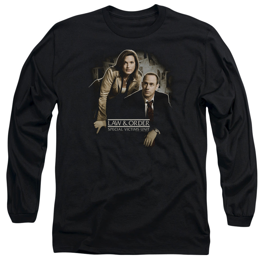 AN OFFCIALLY LICENSED LAW AND ORDER SVU HELPING VICTIMS MEN'S LONG SLEEVE T-SHIRT BLACK