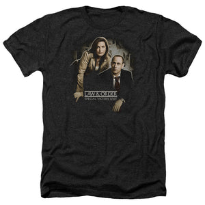AN OFFCIALLY LICENSED LAW AND ORDER SVU HELPING VICTIMS MEN'S HEATHER T-SHIRT CHARCOAL