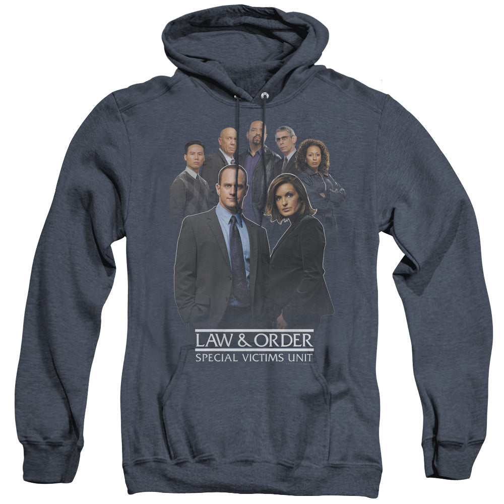 AN OFFCIALLY LICENSED LAW AND ORDER SVU TEAM ADULT UNISEX HEATHER PULLOVER HOODIE NAVY