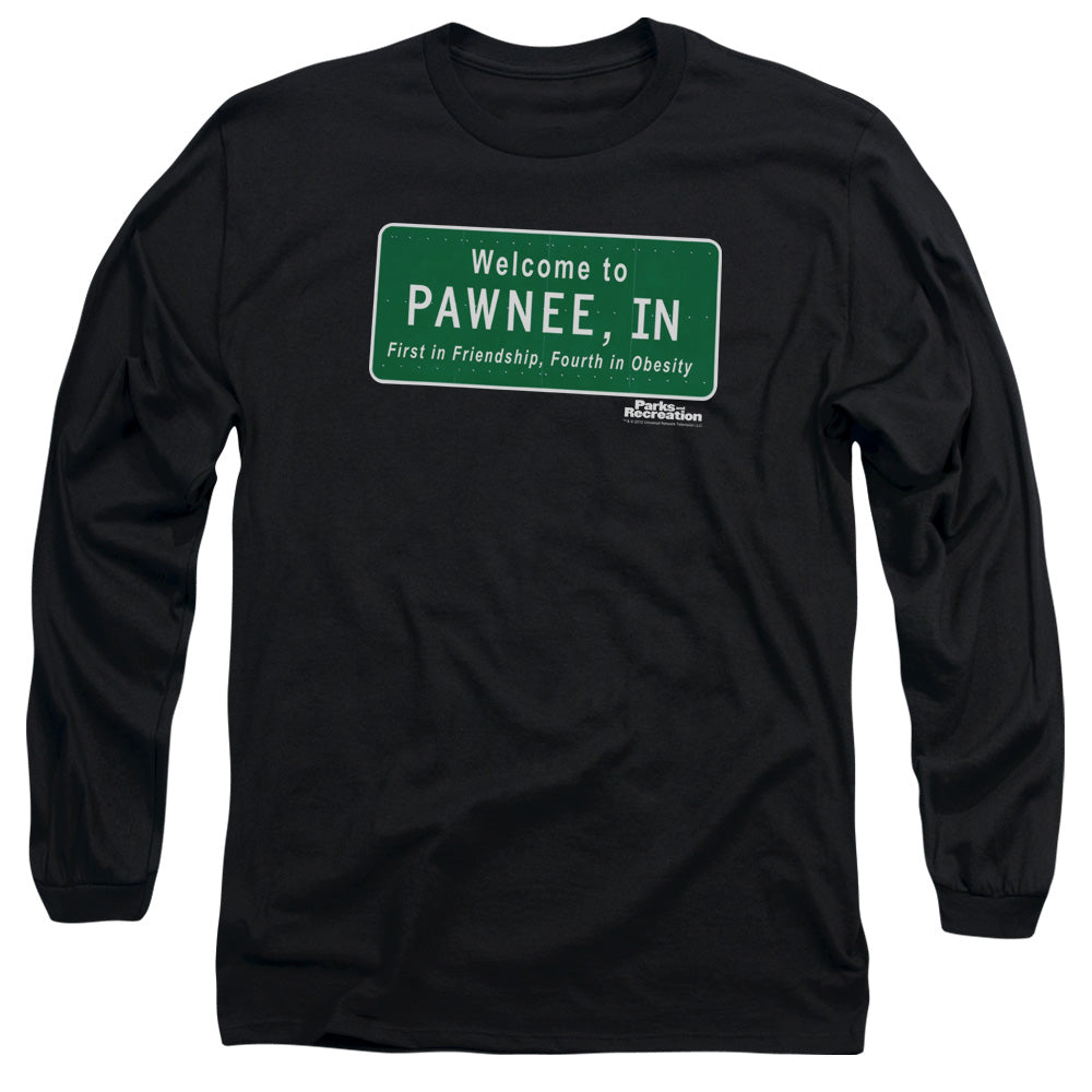 Parks And Rec Pawnee Sign Licensed Adult Unisex Long Sleeve T-Shirt LG