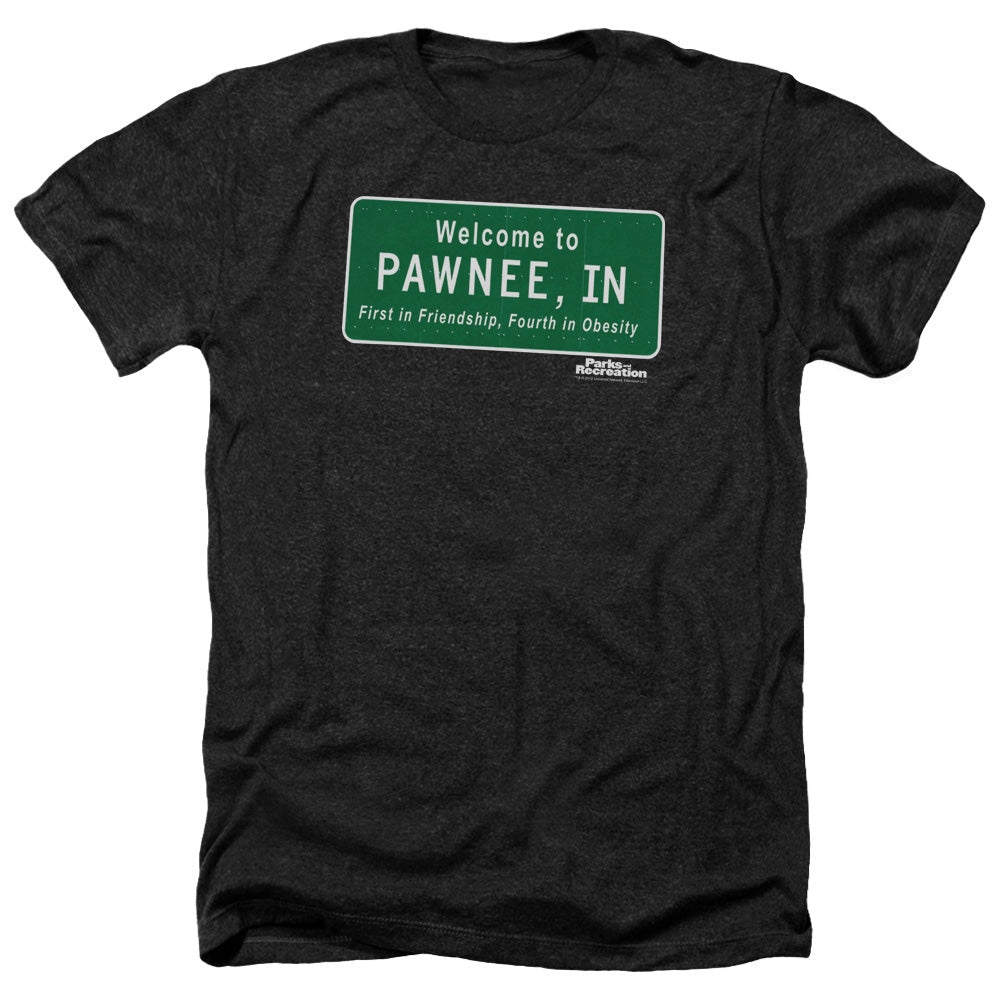 Parks And Rec Pawnee Sign Licensed Adult Unisex T-Shirt Heather Tee LG