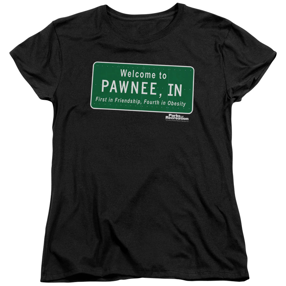 Parks And Rec Pawnee Sign Licensed Women's T-Shirt Regular Fit LG-XL