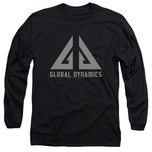 AN OFFCIALLY LICENSED EUREKA GLOBAL DYNAMICS LOGO MEN'S LONG SLEEVE T-SHIRT BLACK