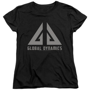 AN OFFCIALLY LICENSED EUREKA GLOBAL DYNAMICS LOGO WOMEN'S REGULAR FIT T-SHIRT BLACK