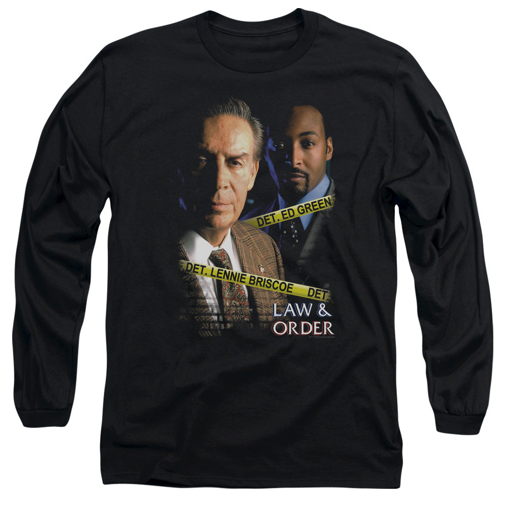 AN OFFCIALLY LICENSED LAW AND ORDER BRISCOE&GREEN MEN'S LONG SLEEVE T-SHIRT BLACK
