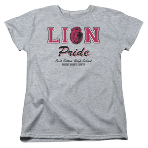 AN OFFCIALLY LICENSED FRIDAY NIGHT LIGHTS LIONS PRIDE WOMEN'S REGULAR FIT T-SHIRT ATHLETIC HEATHER