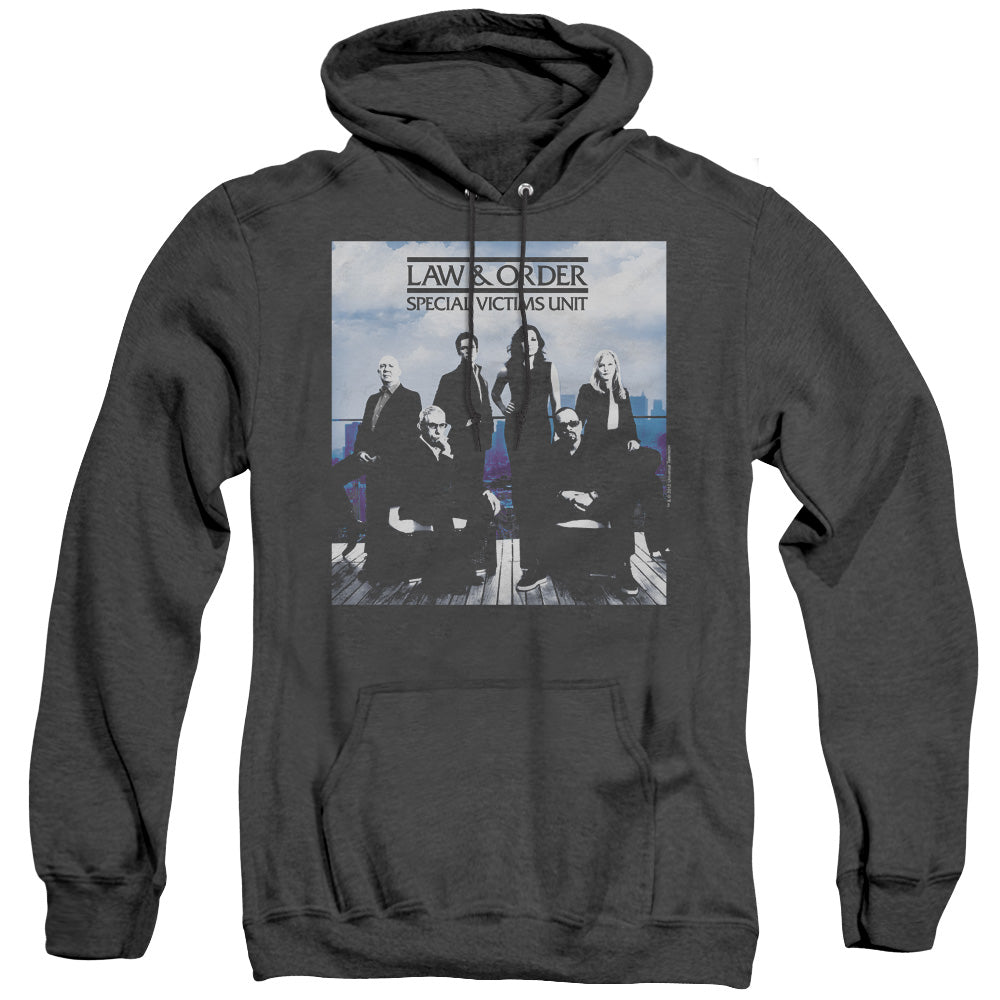 AN OFFCIALLY LICENSED LAW AND ORDER SVU CREW 13 ADULT UNISEX HEATHER PULLOVER HOODIE BLACK