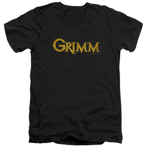 AN OFFCIALLY LICENSED GRIMM GOLD LOGO MEN'S V-NECK T-SHIRT BLACK