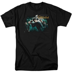 AN OFFCIALLY LICENSED GRIMM STORYTIME IS OVER MEN'S REGULAR FIT T-SHIRT BLACK