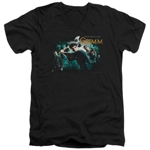 AN OFFCIALLY LICENSED GRIMM STORYTIME IS OVER MEN'S V-NECK T-SHIRT BLACK