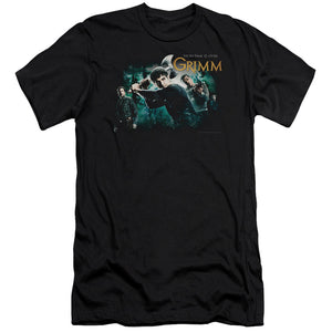 AN OFFCIALLY LICENSED GRIMM STORYTIME IS OVER MEN'S PREMIUM SLIM FIT T-SHIRT BLACK
