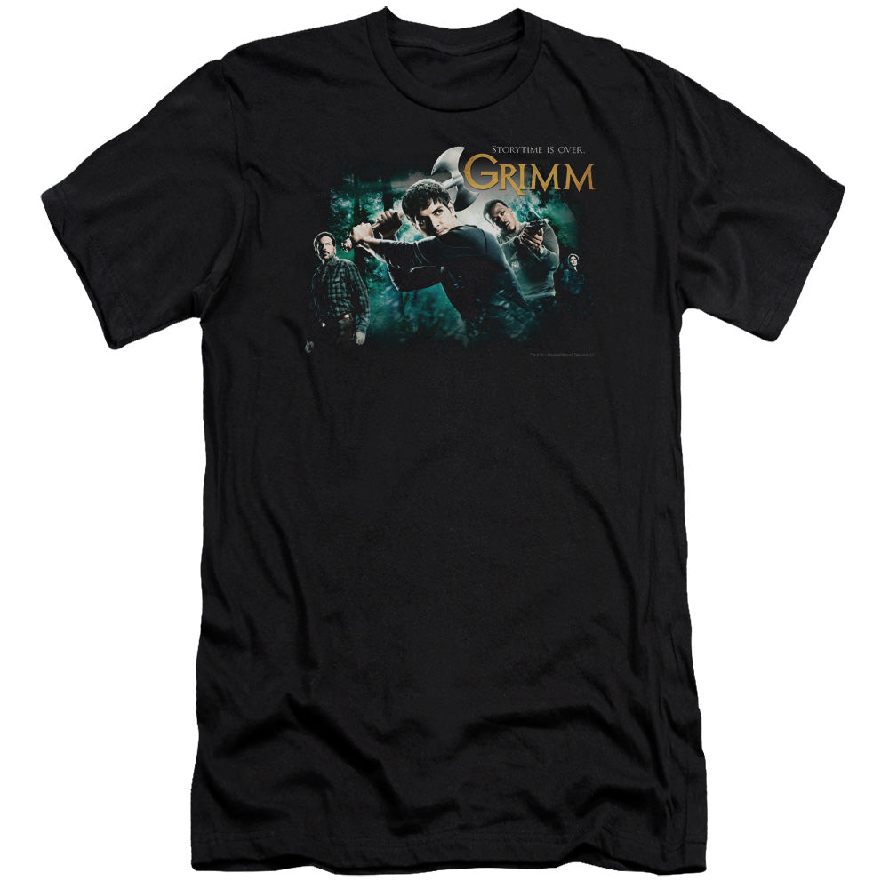 AN OFFCIALLY LICENSED GRIMM STORYTIME IS OVER MEN'S PREMIUM SLIM FIT T-SHIRT BLACK