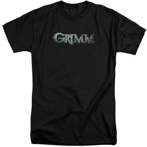 AN OFFCIALLY LICENSED GRIMM BLOODY LOGO MEN'S TALL FIT T-SHIRT BLACK