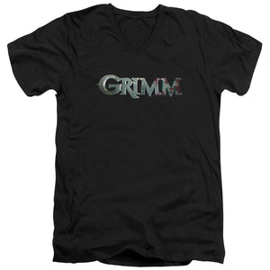 AN OFFCIALLY LICENSED GRIMM BLOODY LOGO MEN'S V-NECK T-SHIRT BLACK
