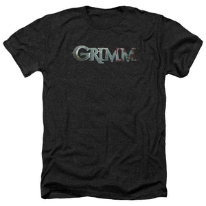 AN OFFCIALLY LICENSED GRIMM BLOODY LOGO MEN'S HEATHER T-SHIRT CHARCOAL