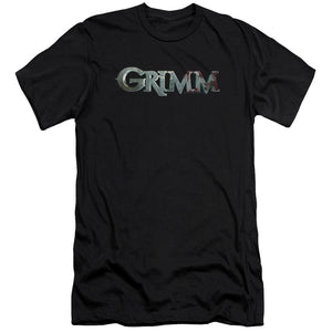 AN OFFCIALLY LICENSED GRIMM BLOODY LOGO MEN'S PREMIUM SLIM FIT T-SHIRT BLACK
