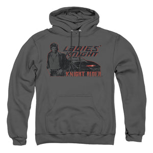 AN OFFCIALLY LICENSED KNIGHT RIDER LADIES KNIGHT ADULT UNISEX PULLOVER HOODIE CHARCOAL