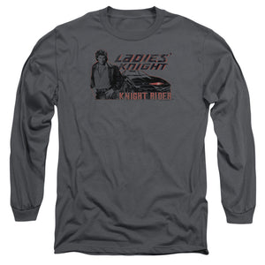 AN OFFCIALLY LICENSED KNIGHT RIDER LADIES KNIGHT MEN'S LONG SLEEVE T-SHIRT CHARCOAL