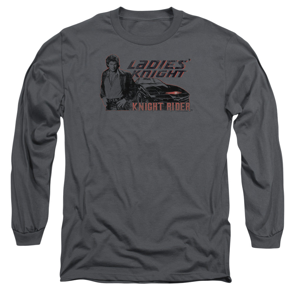 AN OFFCIALLY LICENSED KNIGHT RIDER LADIES KNIGHT MEN'S LONG SLEEVE T-SHIRT CHARCOAL