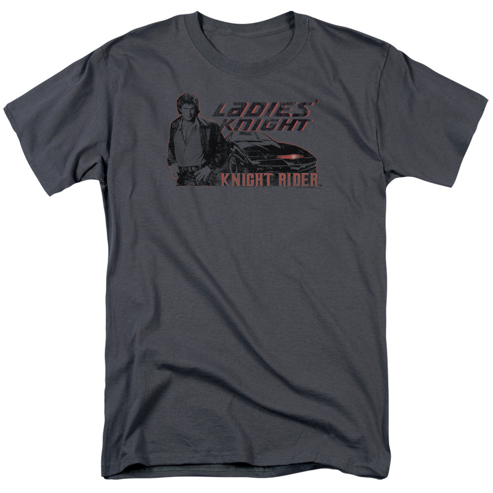 AN OFFCIALLY LICENSED KNIGHT RIDER LADIES KNIGHT MEN'S REGULAR FIT T-SHIRT CHARCOAL