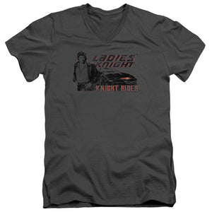 AN OFFCIALLY LICENSED KNIGHT RIDER LADIES KNIGHT MEN'S V-NECK T-SHIRT CHARCOAL