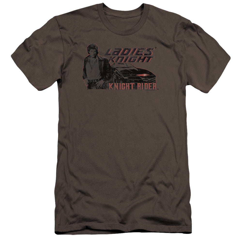 AN OFFCIALLY LICENSED KNIGHT RIDER LADIES KNIGHT MEN'S PREMIUM SLIM FIT T-SHIRT CHARCOAL