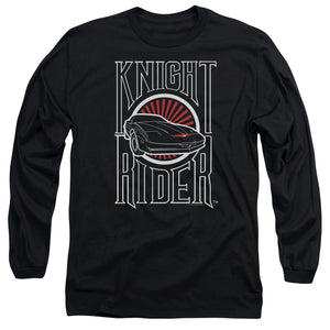 AN OFFCIALLY LICENSED KNIGHT RIDER LOGO MEN'S LONG SLEEVE T-SHIRT BLACK