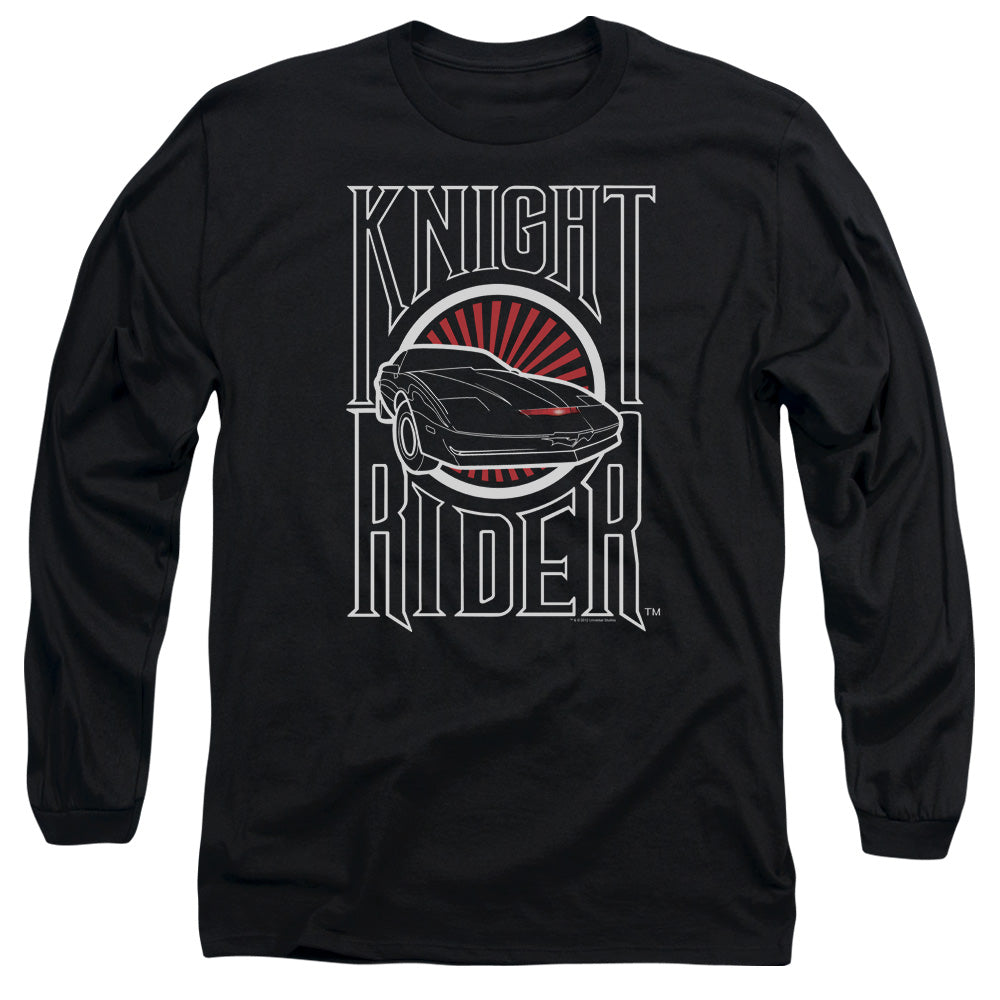 AN OFFCIALLY LICENSED KNIGHT RIDER LOGO MEN'S LONG SLEEVE T-SHIRT BLACK