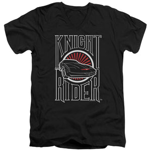 AN OFFCIALLY LICENSED KNIGHT RIDER LOGO MEN'S V-NECK T-SHIRT BLACK