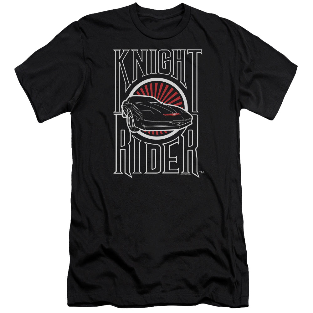 AN OFFCIALLY LICENSED KNIGHT RIDER LOGO MEN'S PREMIUM SLIM FIT T-SHIRT BLACK