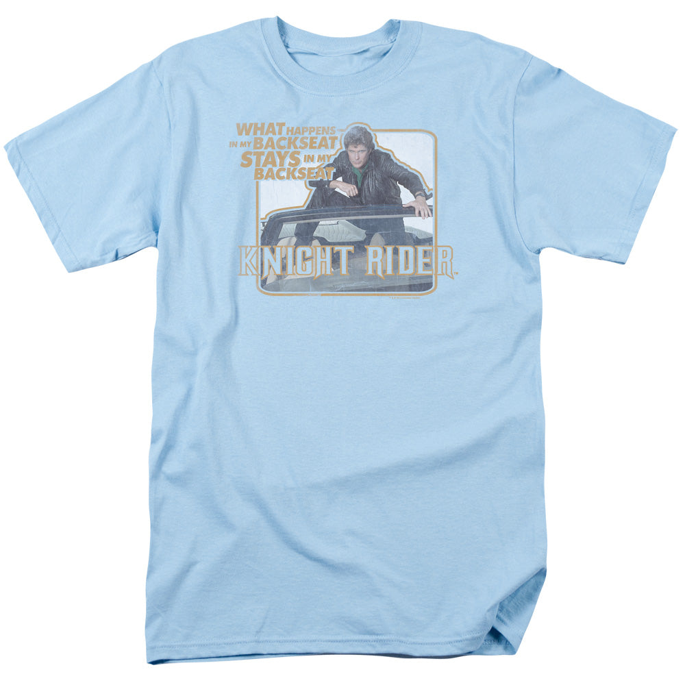 AN OFFCIALLY LICENSED KNIGHT RIDER BACK SEAT MEN'S REGULAR FIT T-SHIRT LIGHT BLUE