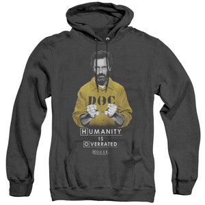 AN OFFCIALLY LICENSED HOUSE HUMANITY ADULT UNISEX HEATHER PULLOVER HOODIE BLACK