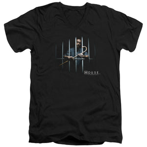 AN OFFCIALLY LICENSED HOUSE BEHIND BARS MEN'S V-NECK T-SHIRT BLACK