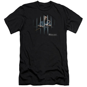 AN OFFCIALLY LICENSED HOUSE BEHIND BARS MEN'S PREMIUM SLIM FIT T-SHIRT BLACK