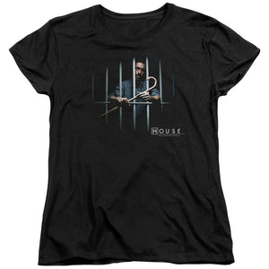 AN OFFCIALLY LICENSED HOUSE BEHIND BARS WOMEN'S REGULAR FIT T-SHIRT BLACK