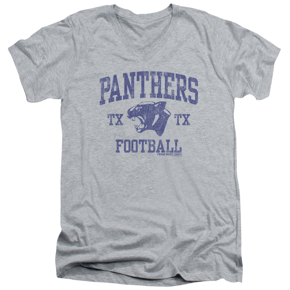 AN OFFCIALLY LICENSED FRIDAY NIGHT LIGHTS PANTHER ARCH MEN'S V-NECK T-SHIRT ATHLETIC HEATHER