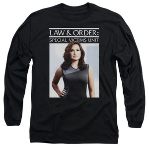 AN OFFCIALLY LICENSED LAW AND ORDER SVU BEHIND CLOSED DOORS MEN'S LONG SLEEVE T-SHIRT BLACK