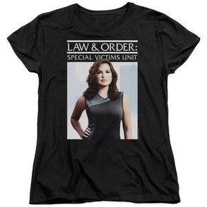 AN OFFCIALLY LICENSED LAW AND ORDER SVU BEHIND CLOSED DOORS WOMEN'S REGULAR FIT T-SHIRT BLACK