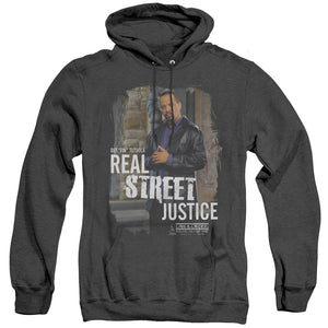 AN OFFCIALLY LICENSED LAW AND ORDER SVU STREET JUSTICE ADULT UNISEX HEATHER PULLOVER HOODIE BLACK