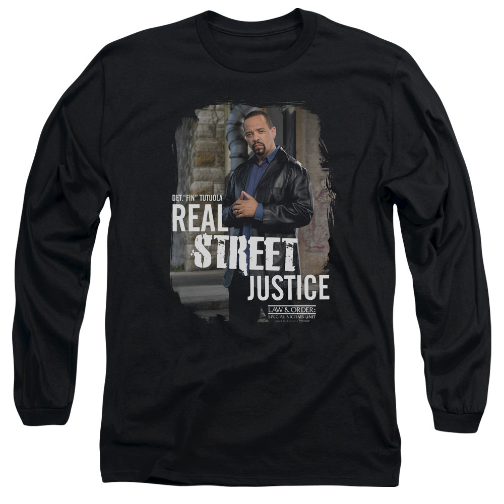 AN OFFCIALLY LICENSED LAW AND ORDER SVU STREET JUSTICE MEN'S LONG SLEEVE T-SHIRT BLACK