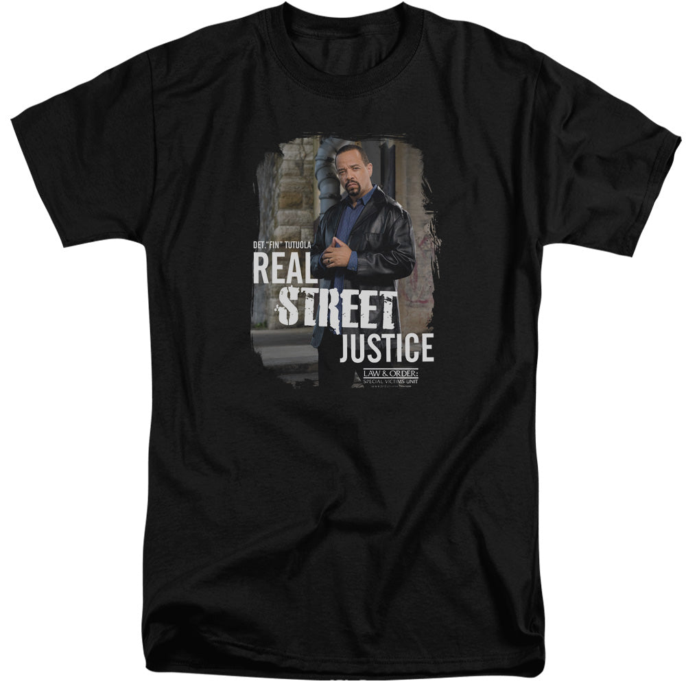 AN OFFCIALLY LICENSED LAW AND ORDER SVU STREET JUSTICE MEN'S TALL FIT T-SHIRT BLACK