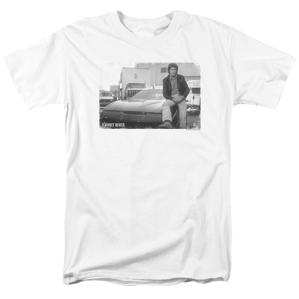 AN OFFCIALLY LICENSED KNIGHT RIDER BLACK KNIGHT MEN'S REGULAR FIT T-SHIRT WHITE