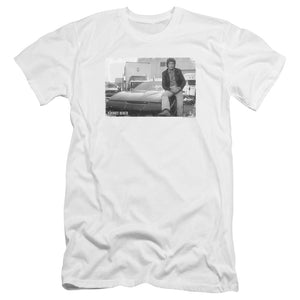 AN OFFCIALLY LICENSED KNIGHT RIDER BLACK KNIGHT MEN'S PREMIUM SLIM FIT T-SHIRT WHITE