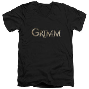 AN OFFCIALLY LICENSED GRIMM LOGO MEN'S V-NECK T-SHIRT BLACK