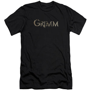 AN OFFCIALLY LICENSED GRIMM LOGO MEN'S PREMIUM SLIM FIT T-SHIRT BLACK