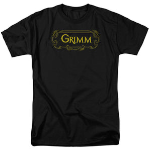 AN OFFCIALLY LICENSED GRIMM PLAQUE LOGO MEN'S REGULAR FIT T-SHIRT BLACK