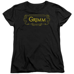 AN OFFCIALLY LICENSED GRIMM PLAQUE LOGO WOMEN'S REGULAR FIT T-SHIRT BLACK